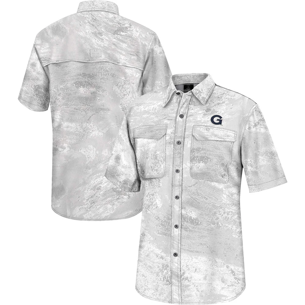 Men's Colosseum  White Georgetown Hoyas Realtree Aspect Charter Full-Button Fishing Shirt