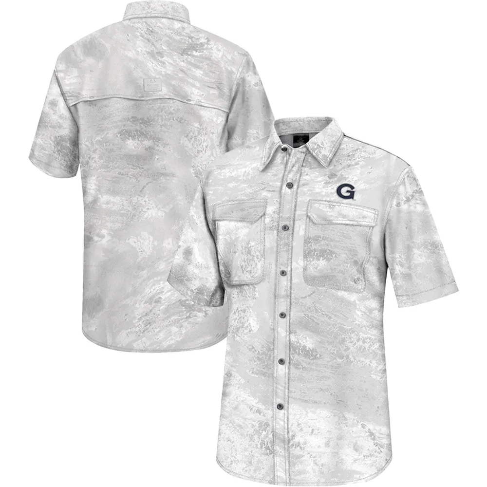 Colosseum White Georgetown Hoyas Realtree Aspect Charter Chemise de pêche à boutons complets pour homme