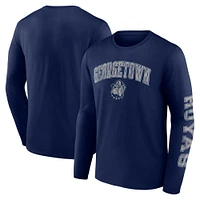 T-shirt à manches longues pour hommes Fanatics Navy Georgetown Hoyas en détresse avec logo