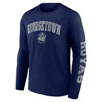T-shirt à manches longues pour hommes Fanatics Navy Georgetown Hoyas en détresse avec logo