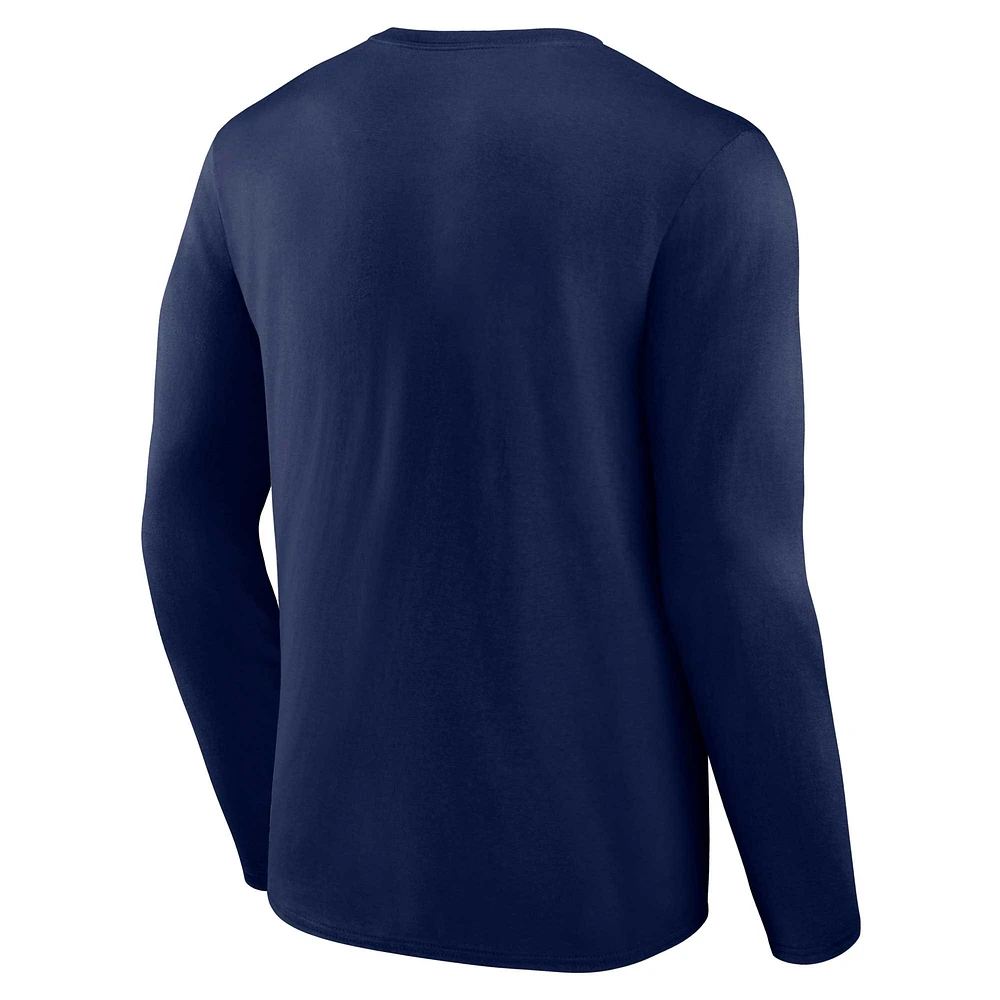 T-shirt à manches longues pour hommes Fanatics Navy Georgetown Hoyas en détresse avec logo
