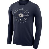 Men's Jordan Brand Navy Georgetown Hoyas Basketball Icon Legend Performance Long Sleeve T-Shirt