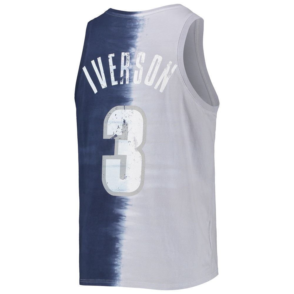 Men's Mitchell & Ness Allen Iverson Gray/Navy Georgetown Hoyas Name Number Tie-Dye Tank Top