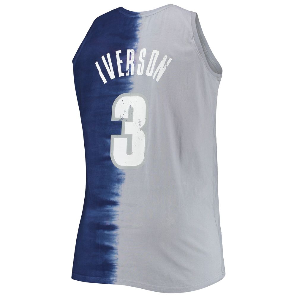 Men's Mitchell & Ness Allen Iverson Navy/Gray Georgetown Hoyas Big Tall Player Tie-Dye Jersey