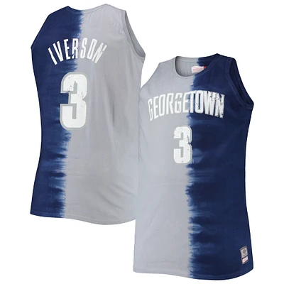 Maillot pour homme Mitchell & Ness Allen Iverson bleu marine/gris Georgetown Hoyas Big Tall Player Tie-Dye