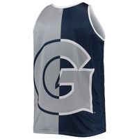 Men's Mitchell & Ness Allen Iverson Navy/Gray Georgetown Hoyas Sublimated Player Big Tall Tank Top