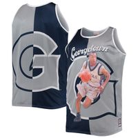 Men's Mitchell & Ness Allen Iverson Navy/Gray Georgetown Hoyas Sublimated Player Big Tall Tank Top