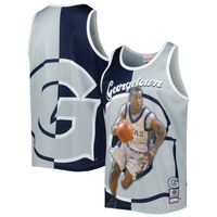 Men's Mitchell & Ness Allen Iverson Navy/Gray Georgetown Hoyas Sublimated Player Tank Top