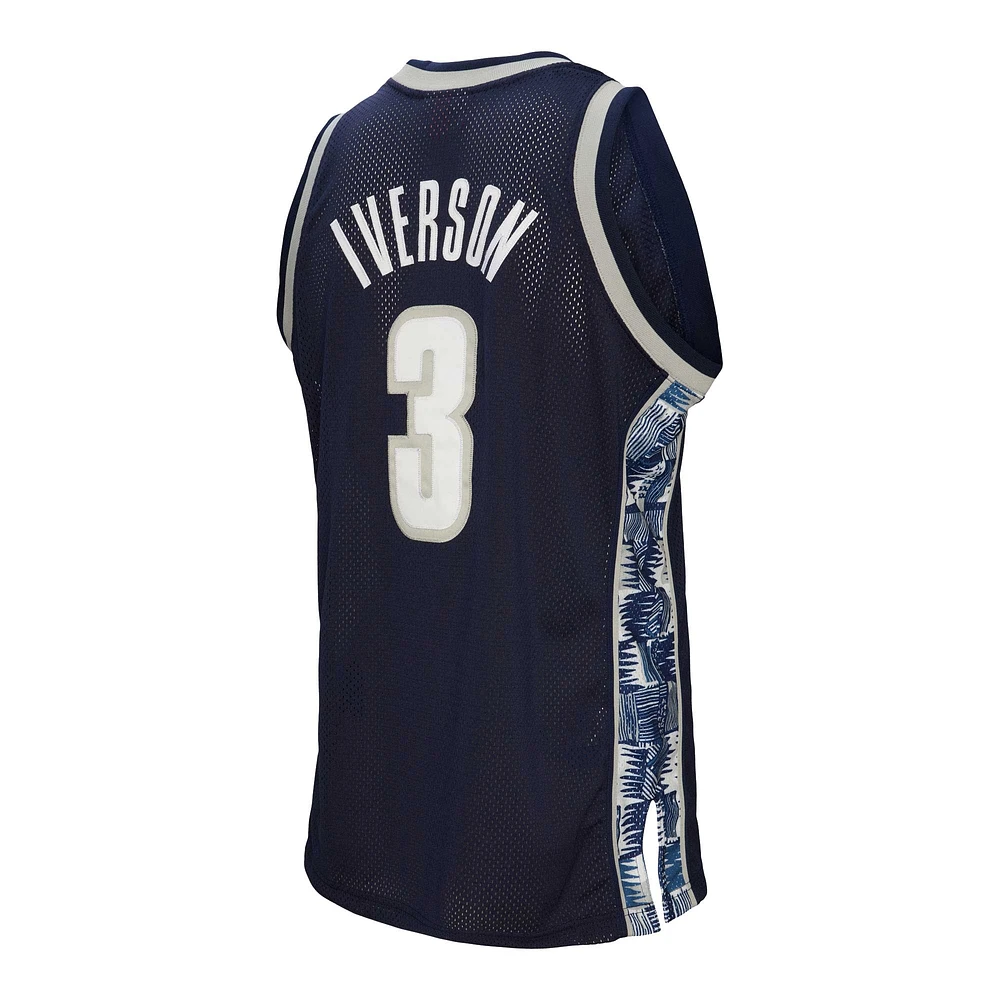 Men's Mitchell & Ness Allen Iverson Navy Georgetown Hoyas 1995/96 Authentic Jersey