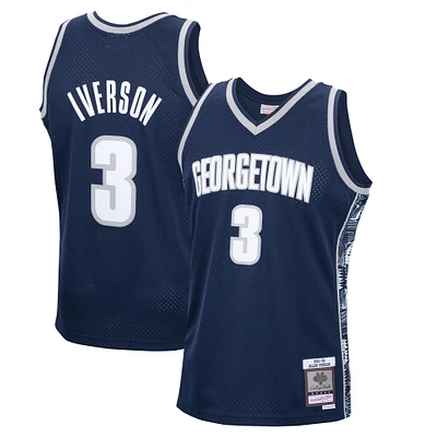 Maillot réplique Mitchell & Ness Allen Iverson bleu marine pour homme Georgetown Hoyas 1995/96 Swingman