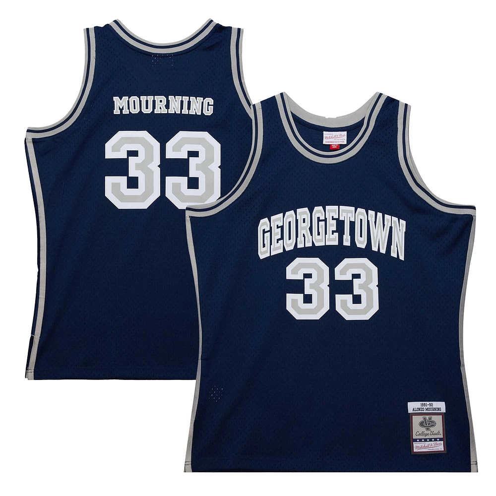 Maillot de joueur Swingman Mitchell & Ness Alonzo Mourning Navy Georgetown Hoyas 1991/92 pour hommes