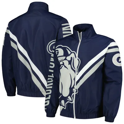Georgetown Hoyas Mitchell & Ness Exploded Logo Warm Up Full-Zip Jacket - Navy