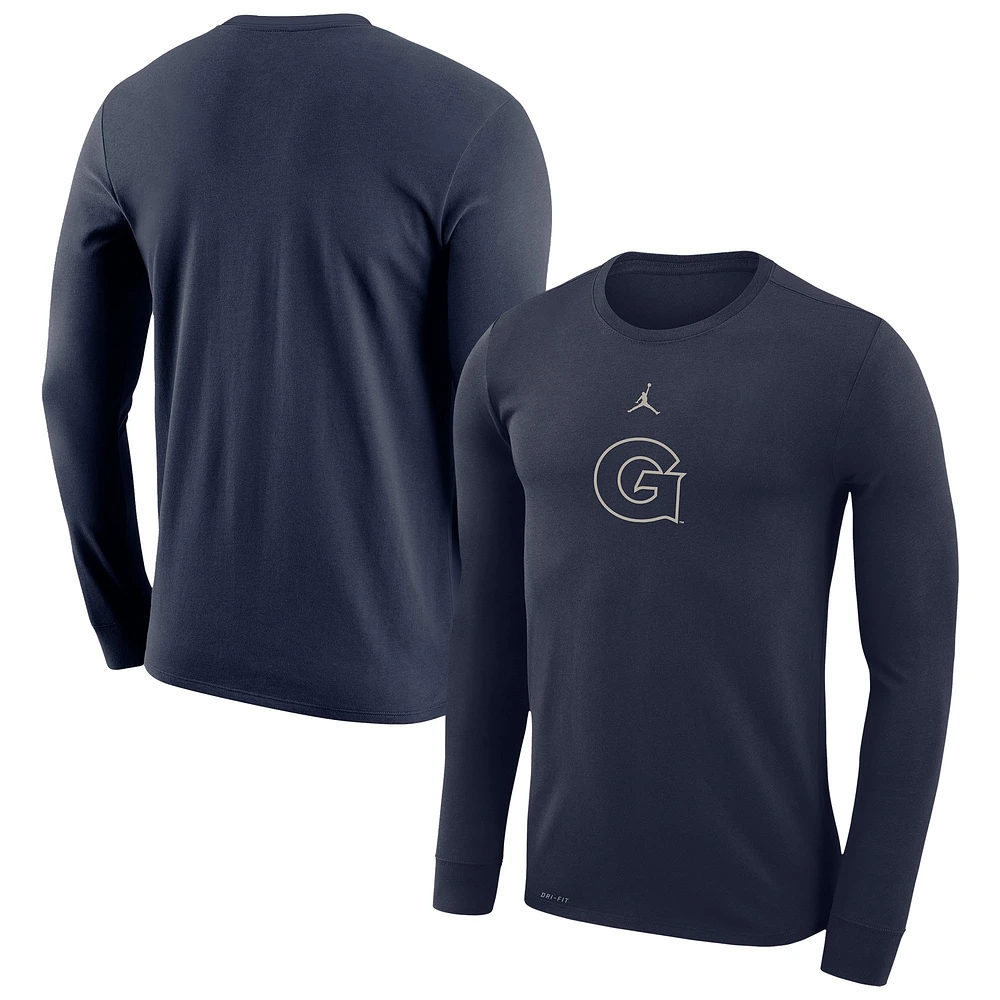 T-shirt de basket-ball Nike à manches longues Georgetown Hoyas pour homme, bleu marine