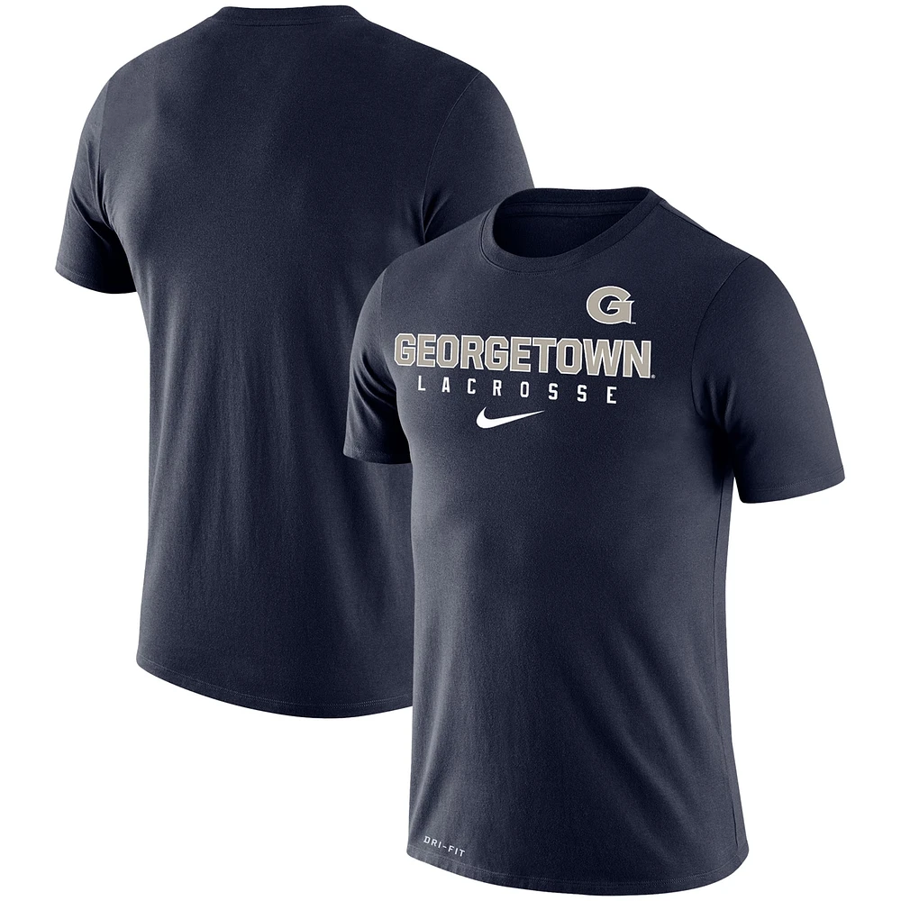 T-shirt Nike bleu marine Georgetown Hoyas Lacrosse Legend 2.0 coupe slim pour homme