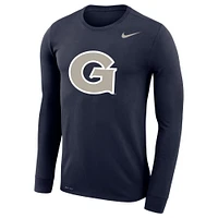 T-shirt à manches longues Nike Georgetown Hoyas Legend Wordmark Performance pour homme, bleu marine