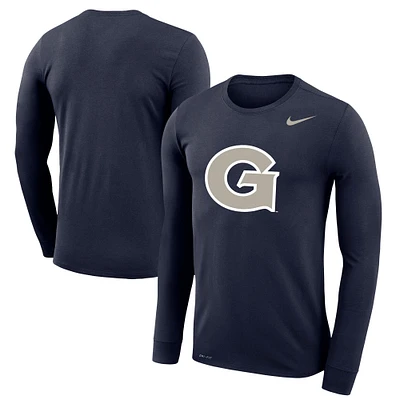 T-shirt à manches longues Nike Georgetown Hoyas Legend Wordmark Performance pour homme, bleu marine