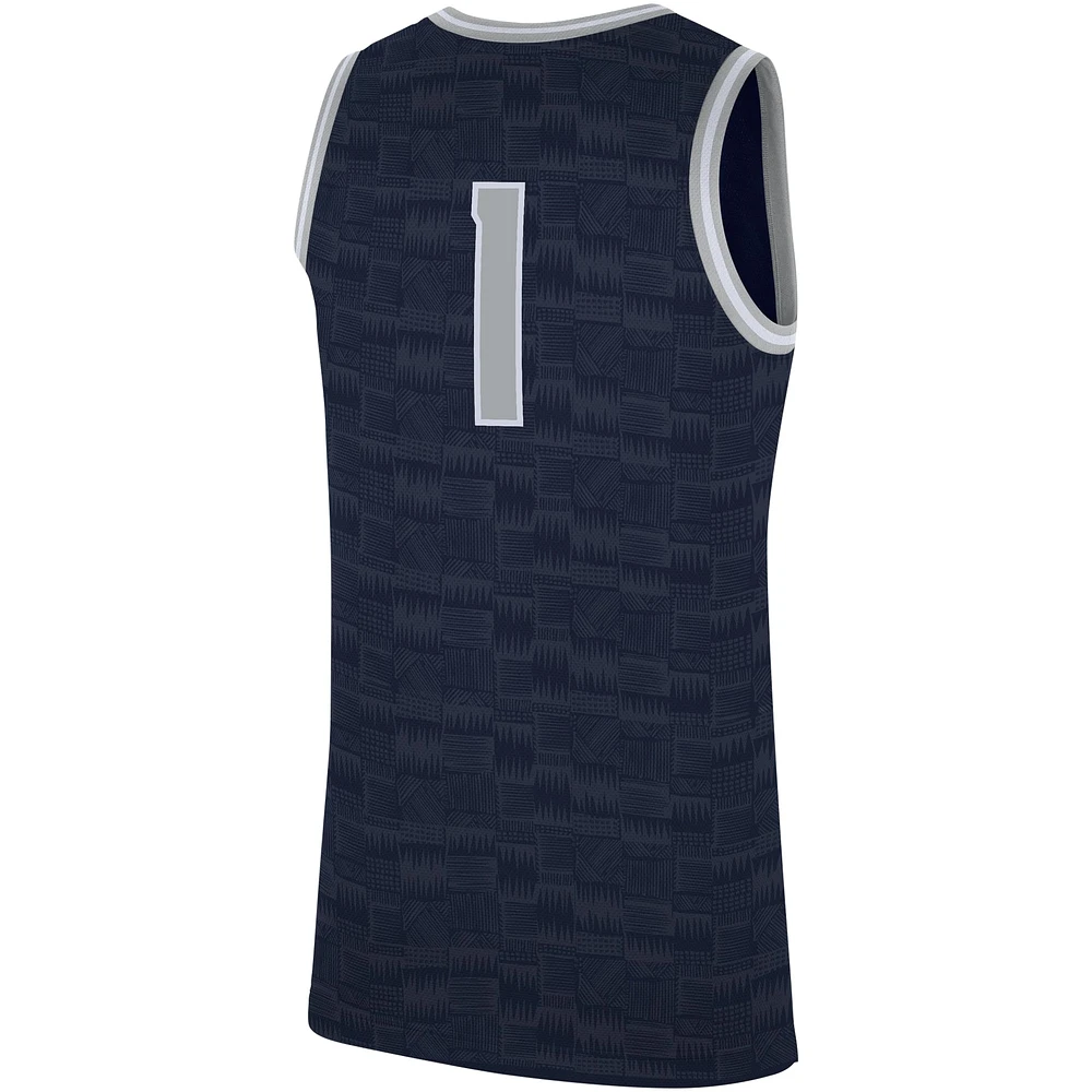 Men's Nike #1 Navy Georgetown Hoyas Replica Jersey