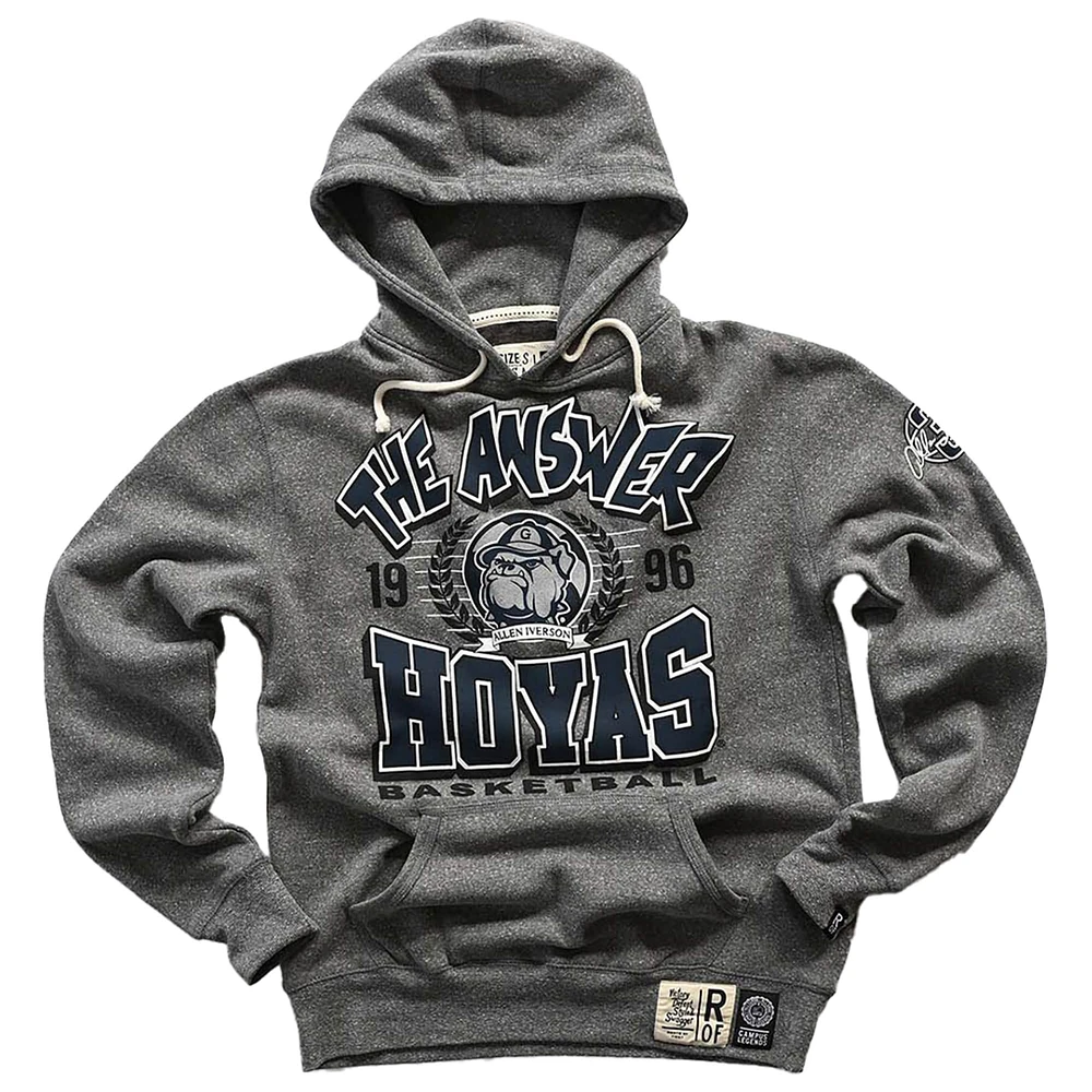 Men's Roots of Fight Allen Iverson Gray Georgetown Hoyas Tri-Blend Pullover Hoodie