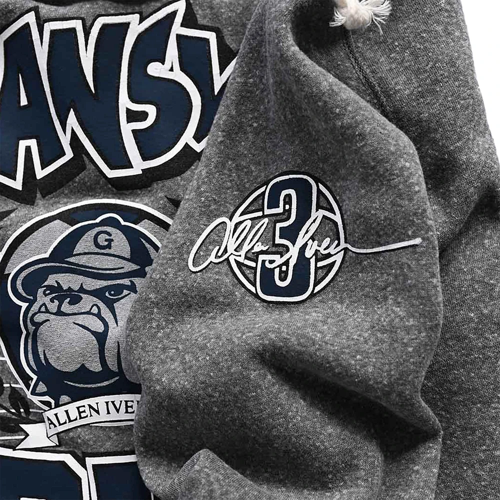 Men's Roots of Fight Allen Iverson Gray Georgetown Hoyas Tri-Blend Pullover Hoodie