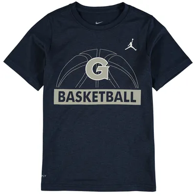 Georgetown Hoyas Jordan Brand Youth Basketball and Logo Performance T-Shirt - Navy