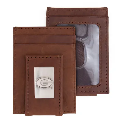 Georgia Bulldogs Leather Front Pocket Wallet - Brown