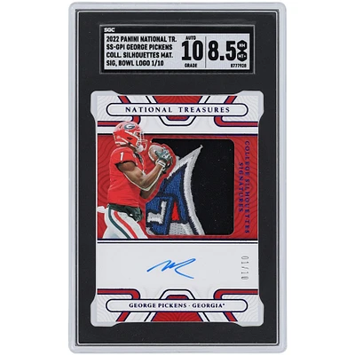 George Pickens Georgia Bulldogs Autographed 2022 Panini National Treasures Collegiate College Silhouettes Materials Signatures 5 Color Bowl Logo Relic #SS-GPI #1/10 SGC Authenticated 8.5/10 Card