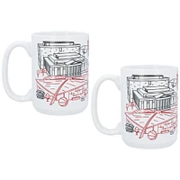 Lot de deux tasses à café Georgia Bulldogs de 15 oz avec motif Campus Line Art