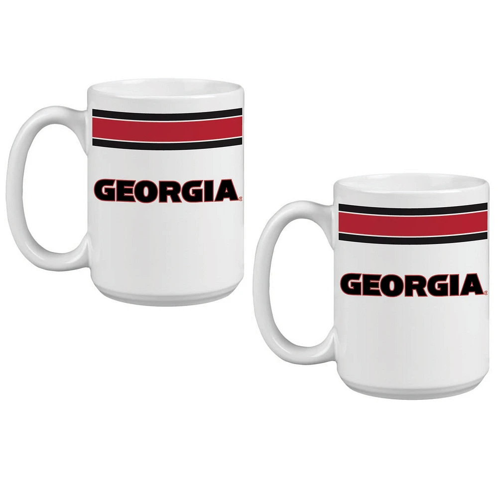 Lot de deux tasses à café classiques Georgia Bulldogs de 15 oz