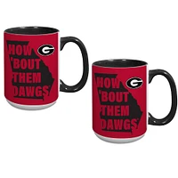 Lot de deux tasses à café de 15 oz avec inscription « Hometown » des Georgia Bulldogs