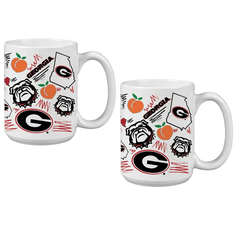 Lot de deux tasses à café locales de 15 oz des Georgia Bulldogs