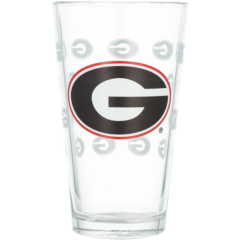 Verre à bière Georgia Bulldogs de 16 oz avec logo intégral