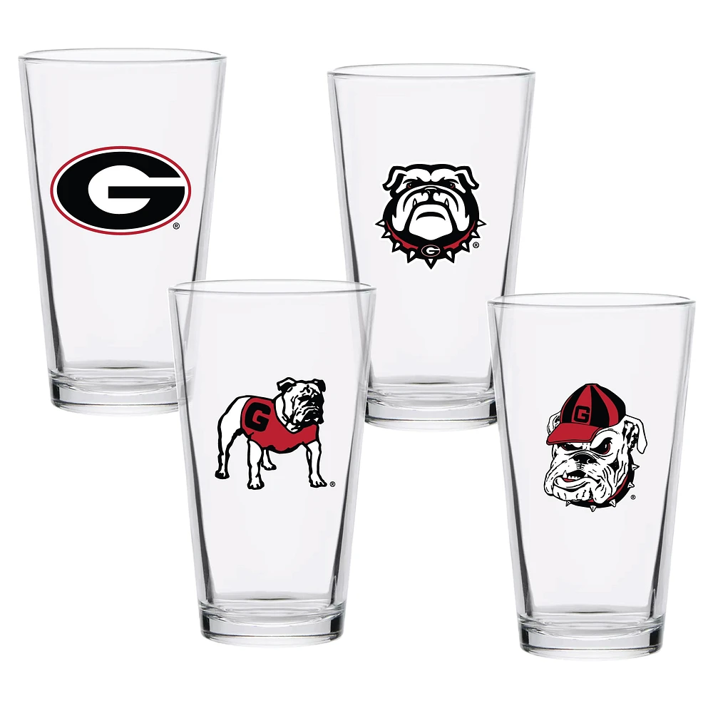 Lot de quatre verres à bière de collection Georgia Bulldogs de 16 oz