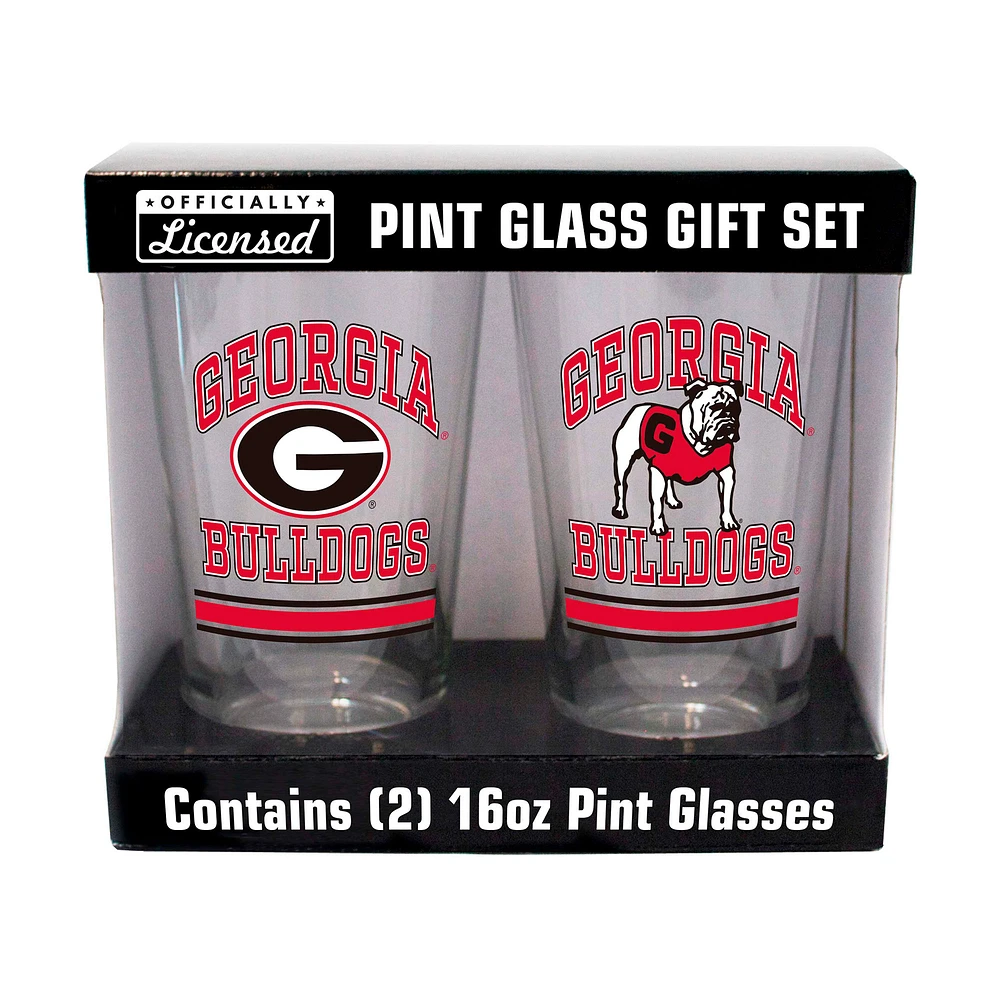 Bulldogs de Géorgie 16oz. Verre à pinte, paquet de deux