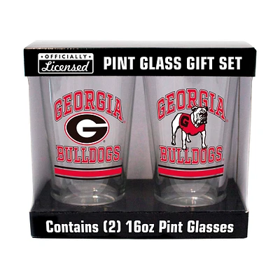 Bulldogs de Géorgie 16oz. Verre à pinte, paquet de deux