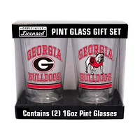 Bulldogs de Géorgie 16oz. Verre à pinte, paquet de deux