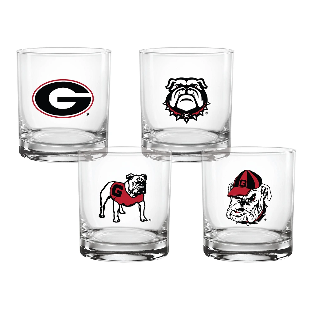 Lot de 4 verres à whisky de collection Georgia Bulldogs de 14 oz