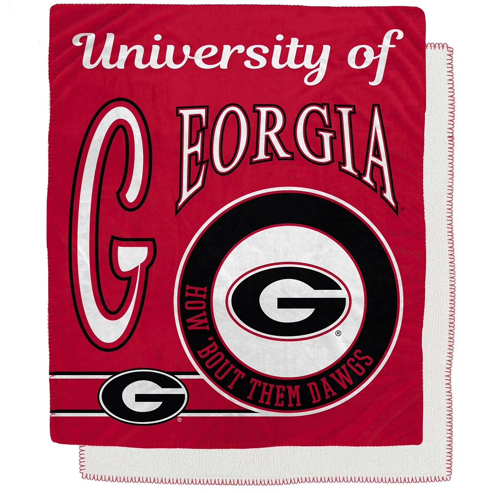 Georgia Bulldogs 50" x 60" Retro Emblem Flannel Fleece Sherpa Blanket