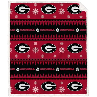 Georgia Bulldogs 60'' x 70'' Holiday Gift Wrap Sherpa Flannel Fleece Blanket