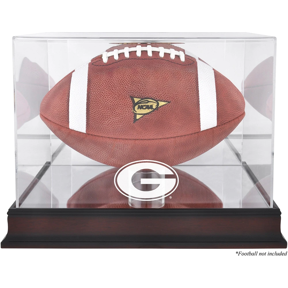 Vitrine de football avec logo de base en acajou des Bulldogs de Géorgie avec dos miroir