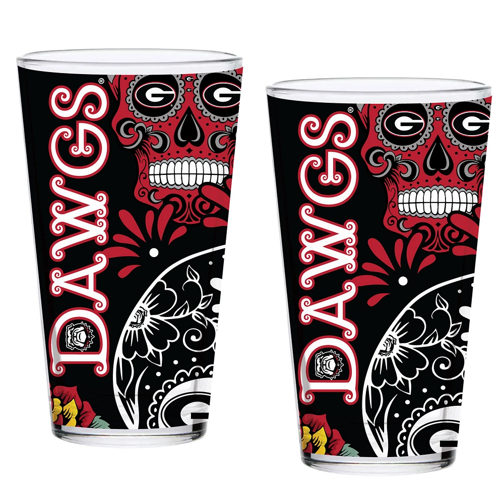 Georgia Bulldogs Two-Pack 16oz. Dia De Los Muertos Pint Glass Set