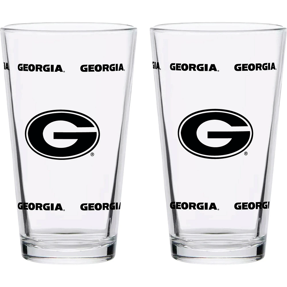 Georgia Bulldogs Lot de deux Knockout 16 oz. Ensemble de verres à pinte