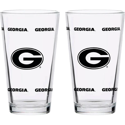 Georgia Bulldogs Lot de deux Knockout 16 oz. Ensemble de verres à pinte