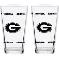 Georgia Bulldogs Lot de deux Knockout 16 oz. Ensemble de verres à pinte