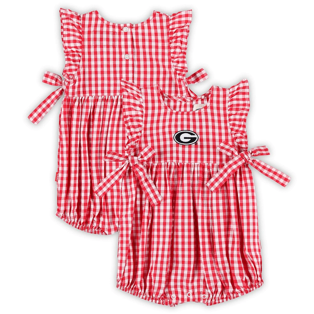 Girls Infant Garb Red Georgia Bulldogs Constance Gingham Romper