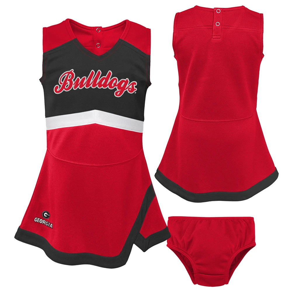 Girls Preschool Rouge/Noir Georgia Bulldogs Deux pièces Cheer Captain Jumper Dress & Bloomer Set