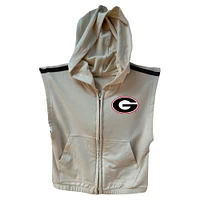 Girls Toddler Wes & Willy Tan Georgia Bulldogs Tri-Blend Sleeveless Full-Zip Hoodie Tiered Skirt Set