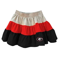 Girls Toddler Wes & Willy Tan Georgia Bulldogs Tri-Blend Sleeveless Full-Zip Hoodie Tiered Skirt Set