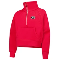 Sweat-shirt court en polaire à demi-zip Red Georgia Bulldogs Dawn pour filles