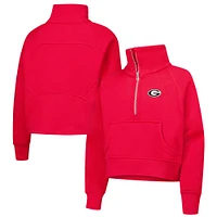 Sweat-shirt court en polaire à demi-zip Red Georgia Bulldogs Dawn pour filles