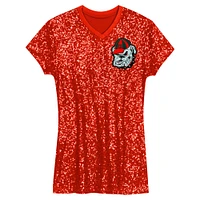 Robe à paillettes et col en V pour jeunes filles des Georgia Bulldogs rouges